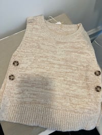 Image 1 of Kids' Beige Knitted Sweater Vest with Button Details 