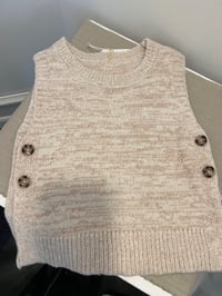 Image 2 of Kids' Beige Knitted Sweater Vest with Button Details 