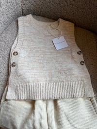 Image 3 of Kids' Beige Knitted Sweater Vest with Button Details 