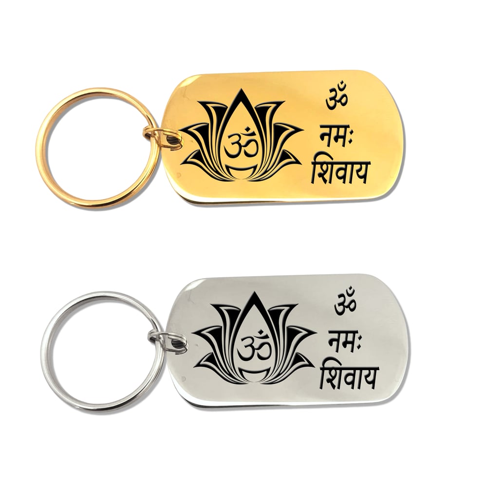 Image of Family Pack of 2 om namah shivay Keychains Gold and Steel