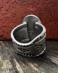 Image 6 of WL&A Handmade Heavy Ingot Black Jack Thunderbird Ring - Size 13