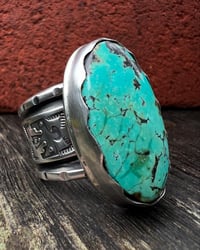 Image 1 of WL&A Handmade Heavy Ingot Black Jack Thunderbird Ring - Size 13