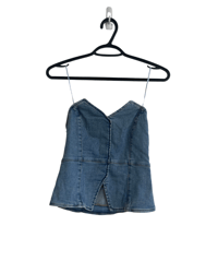   DENIM STRAPLESS TOP (XS)
