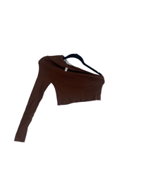 ZARA ONE SHOULDER BROWN TOP (S)