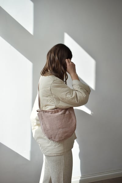 Image of PETUNIA  Oval Linen Crossbody Bag