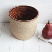 Image 6 of Large Rustic Utensil Holder with Raw Stone Texture, Handcrafted Kitchen Crock, Made in USA