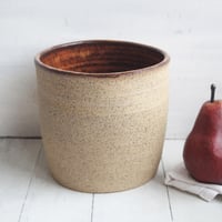 Image 7 of Large Rustic Utensil Holder with Raw Stone Texture, Handcrafted Kitchen Crock, Made in USA
