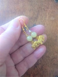 Image 8 of Golden Elephant Gemstone & Crystal Earrings, Pierced or Clip On