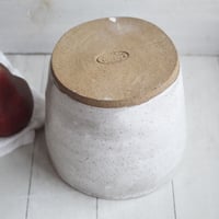 Image 11 of Large Utensil Holder in Matte White and Speckled Stoneware, Handmade Ceramic Kitchen Crock