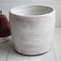 Image 5 of Large Utensil Holder in Matte White and Speckled Stoneware, Handmade Ceramic Kitchen Crock