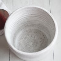 Image 6 of Large Utensil Holder in Matte White and Speckled Stoneware, Handmade Ceramic Kitchen Crock