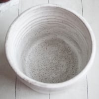 Image 9 of Large Utensil Holder in Matte White and Speckled Stoneware, Handmade Ceramic Kitchen Crock