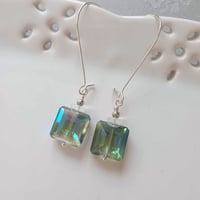 Image 1 of Crystal Squares Long Dangle Earrings