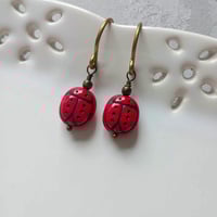 Image 1 of Ladybird Czech Glass Bead Earrings