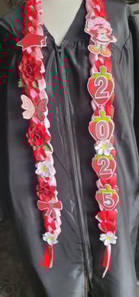 Image 2 of Strawberry Graduation cap topper and lei