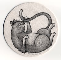 'Tail Bath' Original Coaster Drawing