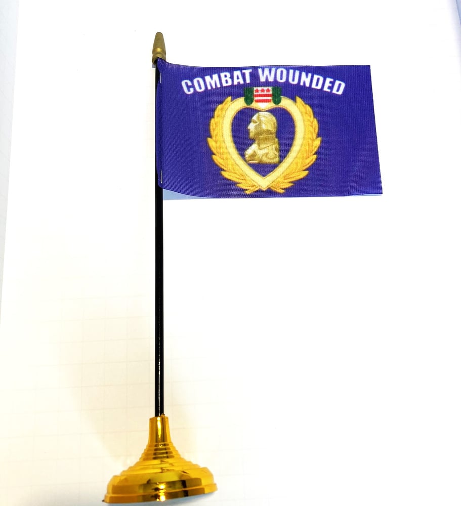 Image of Combat Wounded Purple Heart Mini Flag