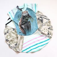 Image 2 of red panda bamboo leaves 4T short sleeve tshirt courtneycourtney twirly upcycle dress