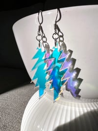 Image 1 of Holographic Mirror Grateful Dead 13-Point Bolt Earrings