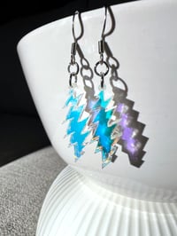 Image 3 of Holographic Mirror Grateful Dead 13-Point Bolt Earrings