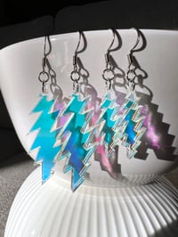 Image 2 of Holographic Mirror Grateful Dead 13-Point Bolt Earrings