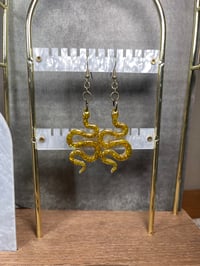 "Viper" Golden Glitter Snake Shaped Acrylic Earrings
