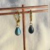 glass teardrop huggie hoop earrings