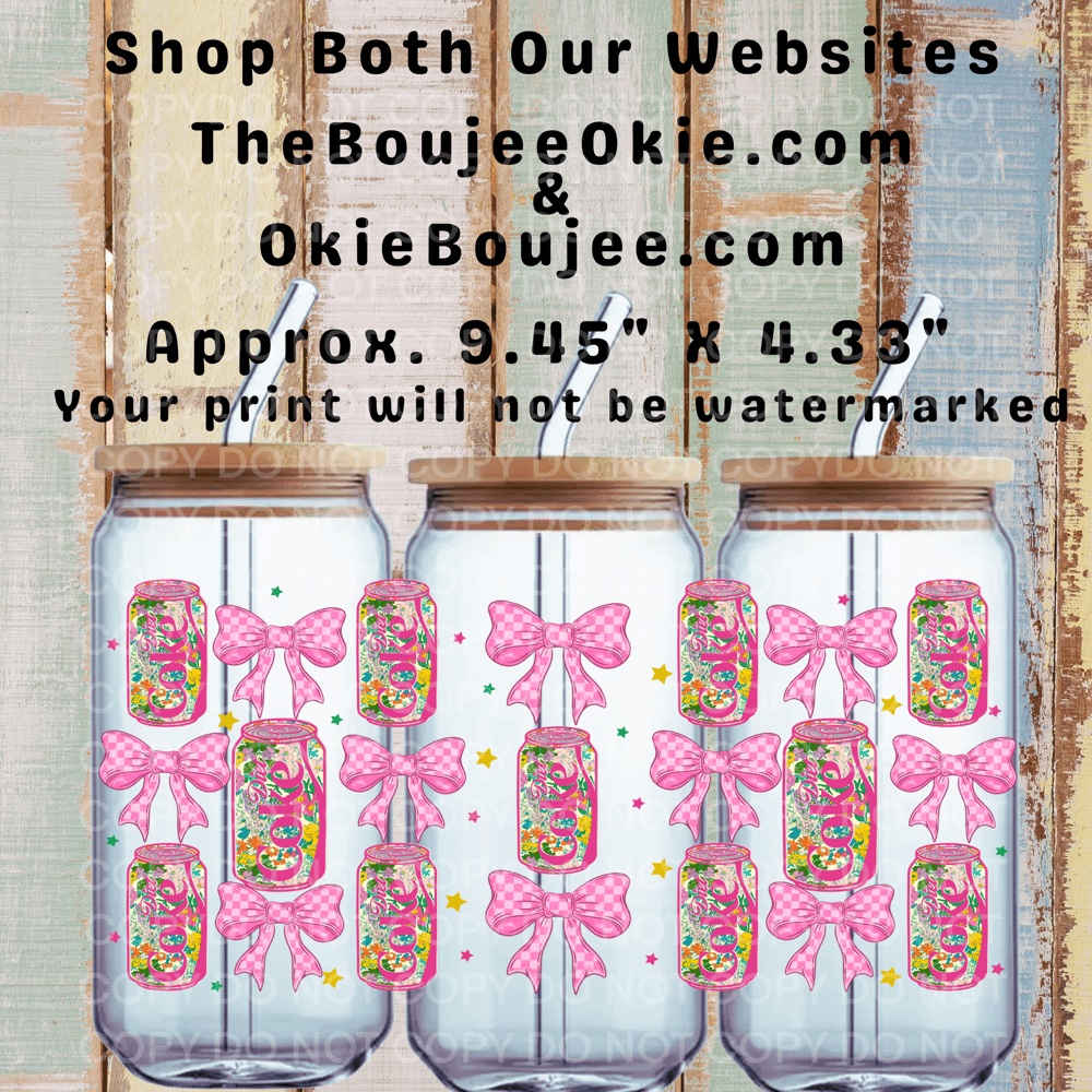 Image of Diet Coke Coquette Bows & Floral Uv Dtf Wrap Double Sided     148.2