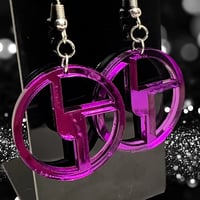 Image 4 of Purple Mirror Disco Biscuits Earrings