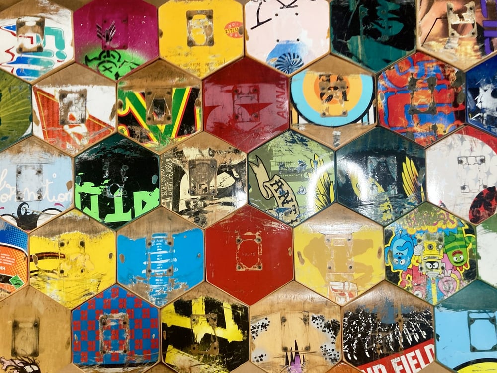 Image of Peel and Stick Skateboard Tiles. 7"x 7" Hex or Square