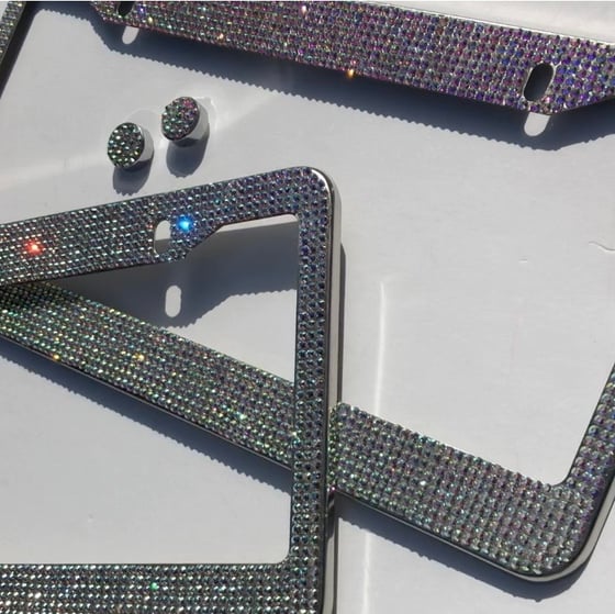 Image of Crystal Bling License Plate Set with Caps