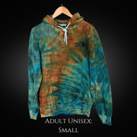 Image 1 of Blue & Brown Ice Dyed Adult (Sml) Unisex Hoodie