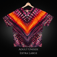 Image 1 of Ice Dyed Purple & Orange V-Pattern Adult (XL) Unisex T-shirt
