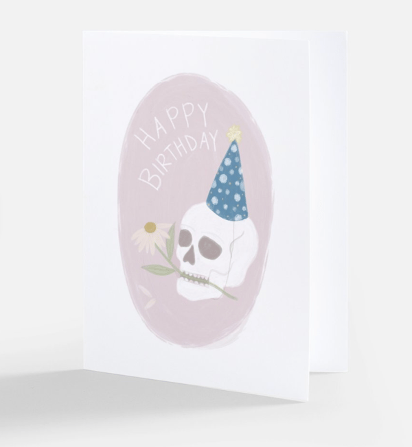 Image of Happy Birthday Party Skull - Illustrated Greeting Card 