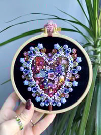 Image 1 of Embellished Heart Embroidery Hoop (#2)