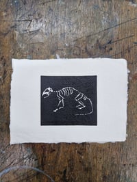 Image 1 of A6 'Buried' linocut print (rat) [20]