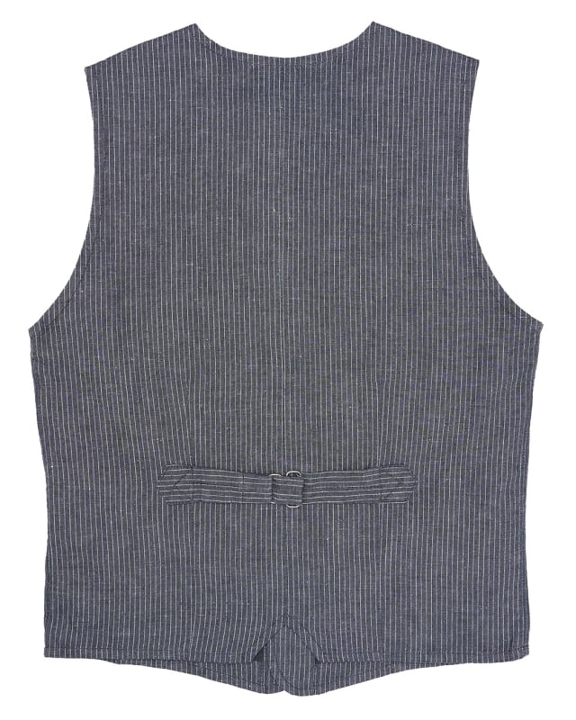 Image of 1905 Hauler Vest Grey Striped Linen by PIKE BROTHERS
