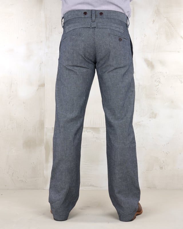 Image of 1942 Hunting Pant grey striped linen by PIKE BROTHERS
