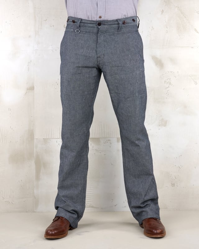 Image of 1942 Hunting Pant grey striped linen by PIKE BROTHERS