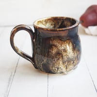 Image 3 of Handmade Mug with Dripping Earthy Brown and Melting Marshmallow Glaze, Made in USA