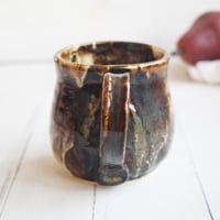 Image 5 of Handmade Mug with Dripping Earthy Brown and Melting Marshmallow Glaze, Made in USA