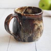 Image 4 of Handmade Mug with Dripping Earthy Brown and Melting Marshmallow Glaze, Made in USA
