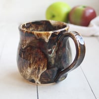 Image 7 of Handmade Mug with Dripping Earthy Brown and Melting Marshmallow Glaze, Made in USA
