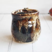 Image 6 of Handmade Mug with Dripping Earthy Brown and Melting Marshmallow Glaze, Made in USA
