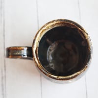 Image 9 of Handmade Mug with Dripping Earthy Brown and Melting Marshmallow Glaze, Made in USA