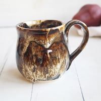 Image 2 of Handmade Mug with Dripping Earthy Brown and Melting Marshmallow Glaze, Made in USA