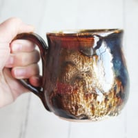 Image 8 of Handmade Mug with Dripping Earthy Brown and Melting Marshmallow Glaze, Made in USA