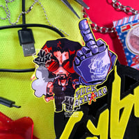 Image 1 of johnny silverhand cyberpunk 2077 charm and sticker