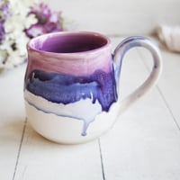 Image 8 of Purple and White Artful Mug, 15 Ounce, Handmade Pottery Cup, Made in USA