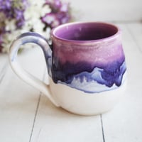 Image 2 of Purple and White Artful Mug, 15 Ounce, Handmade Pottery Cup, Made in USA